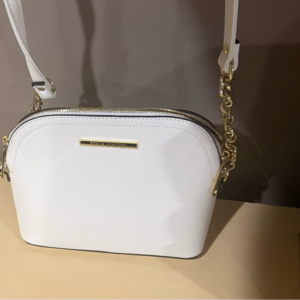 Steve Madden Ivory Mini Bag with Gold Chain